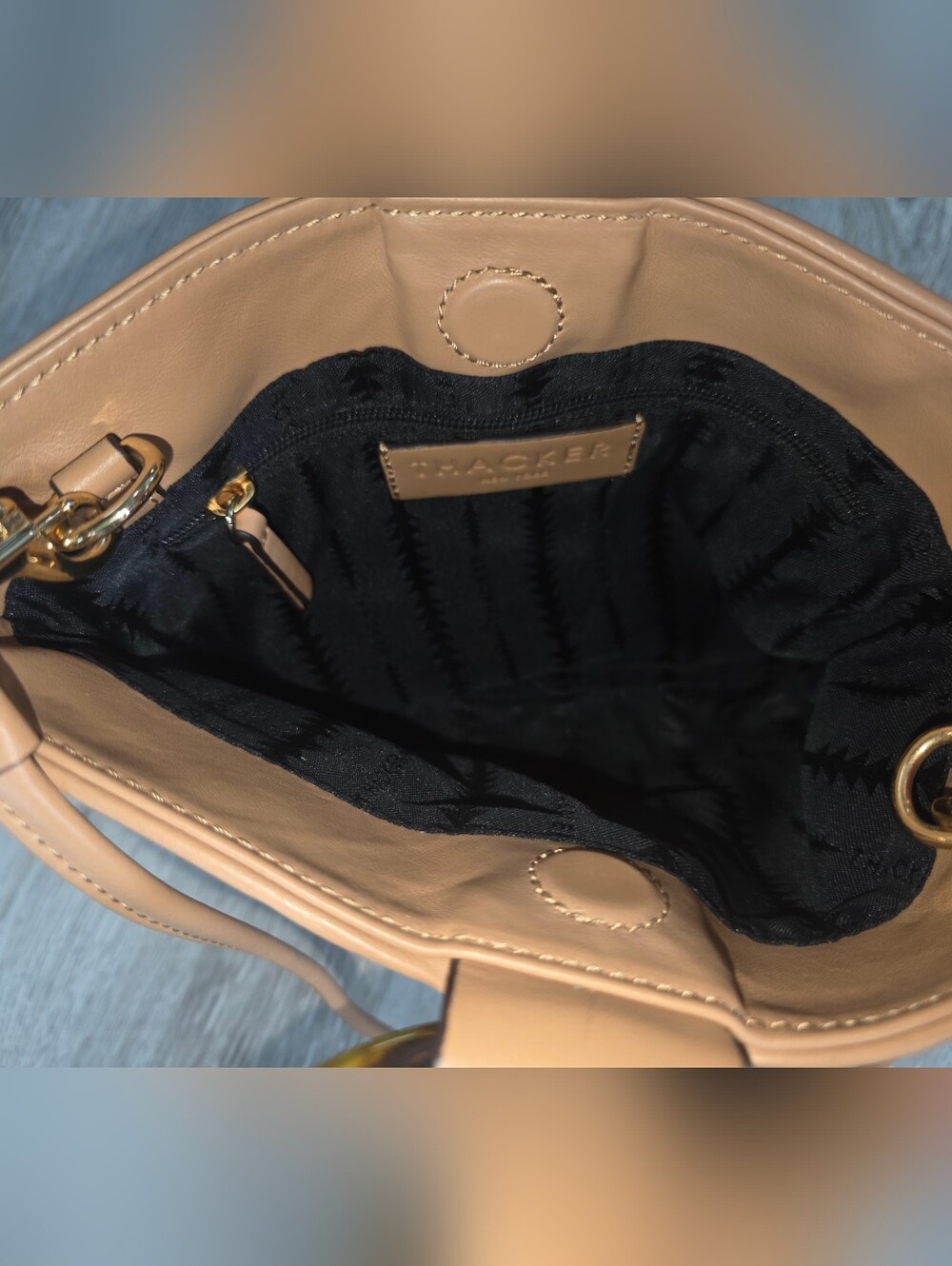 Leather Tan Woven look Bag/Purse Thacker - Picture 5 of 5